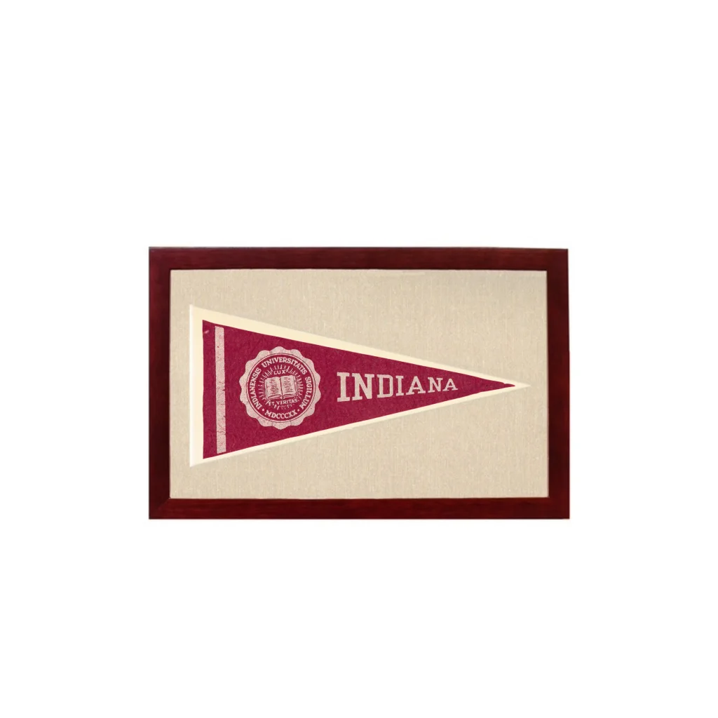 Vintage Indiana University Pennant | 1950s Wool Felt Pennant Framed Display | vintageantiquesgifts.com
