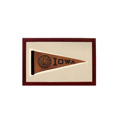 Vintage Iowa Pennant | 1950s Wool Felt Pennant Framed Display | vintageantiquesgifts.com