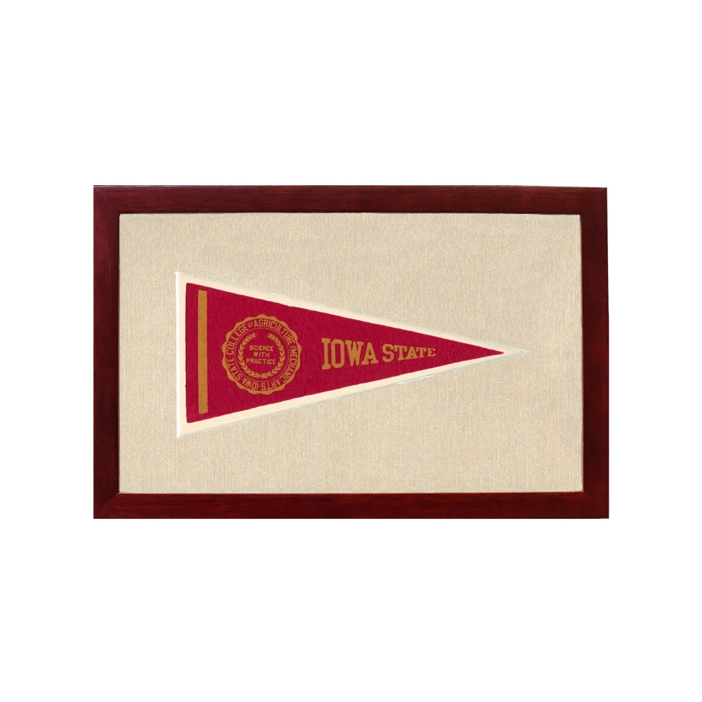 Vintage Iowa State Pennant | 1950s Wool Felt Pennant Framed Display | vintageantiquesgifts.com