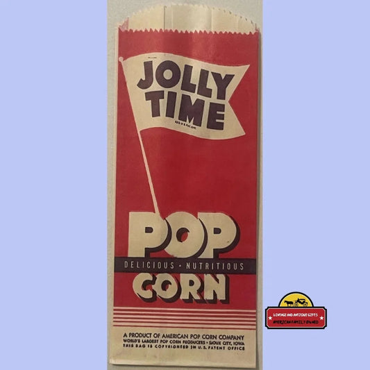 Vintage Jolly Time Popcorn Bag World’s Oldest Company 1950s Advertisements Bag: Cellophane American Pop Corn Co.