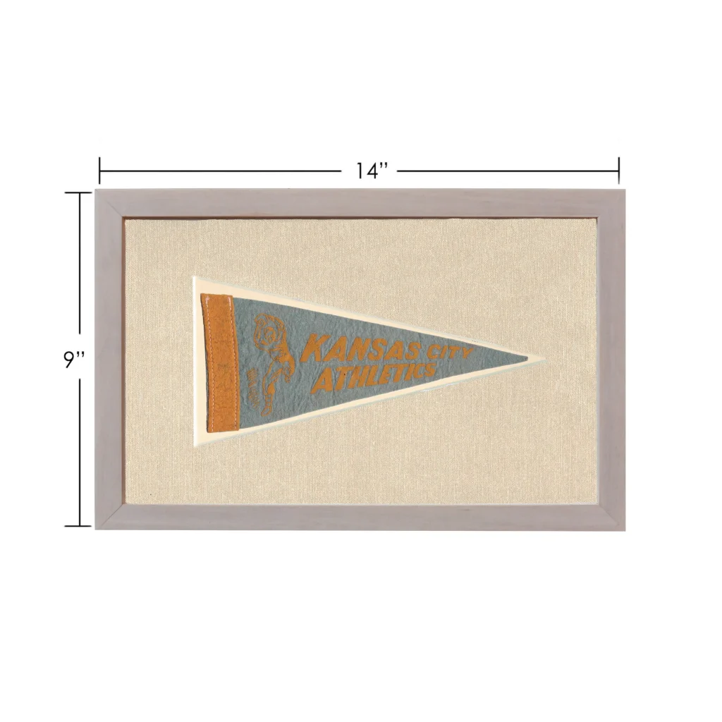 Vintage Kansas City Athletics pennant in blue and orange