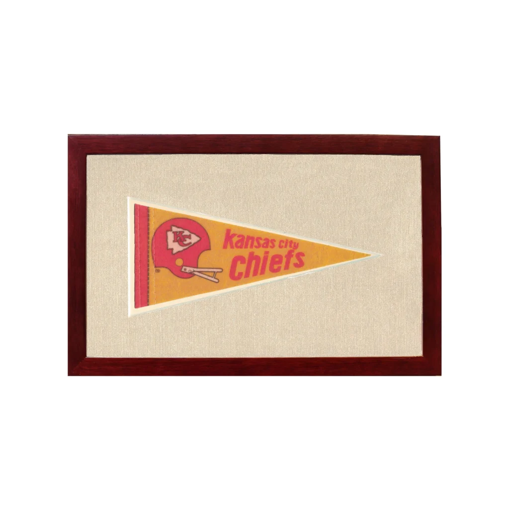 Vintage Kansas City Chiefs Pennant | 1950s Wool Felt Pennant Framed Display | vintageantiquesgifts.com