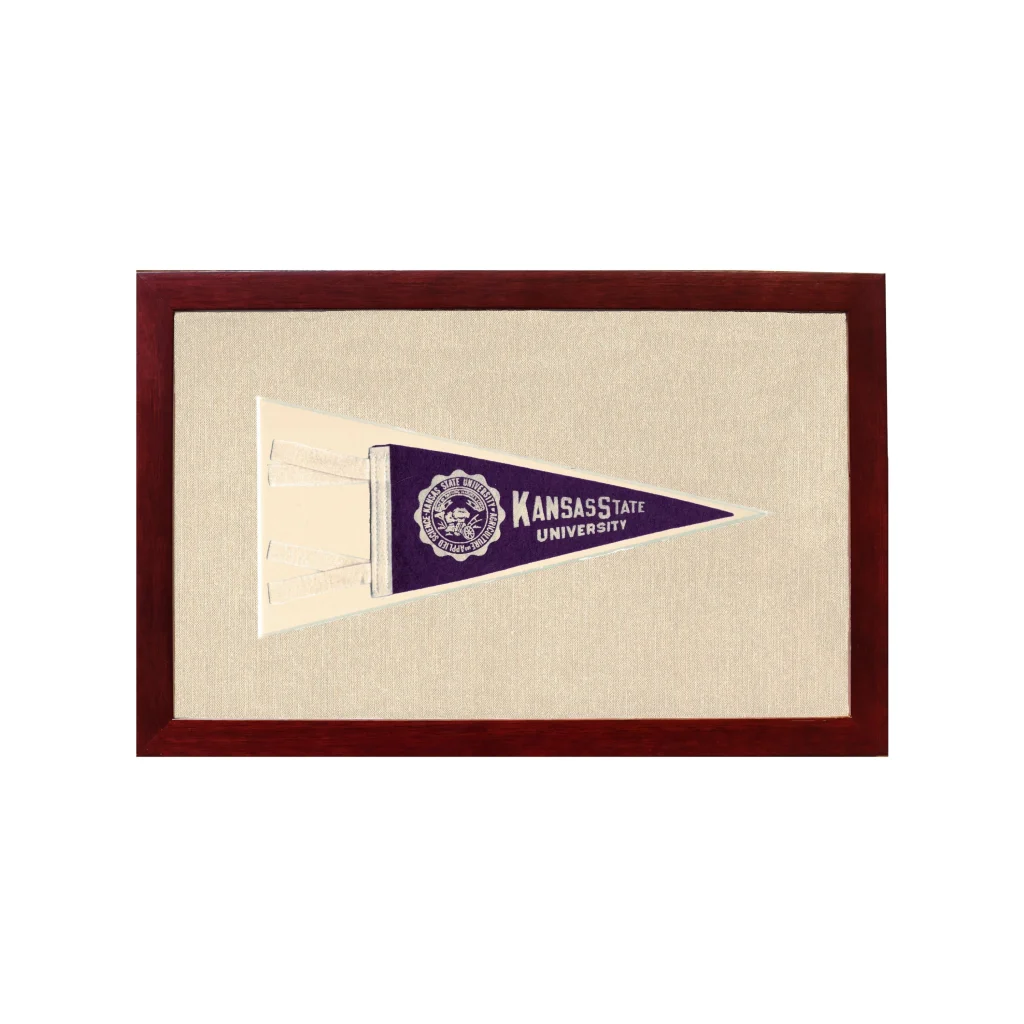 Vintage Kansas State Pennant | 1950s Wool Felt Pennant Framed Display | vintageantiquesgifts.com