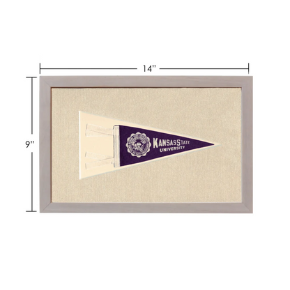 Vintage Kansas State pennant in purple, cream and gray frame