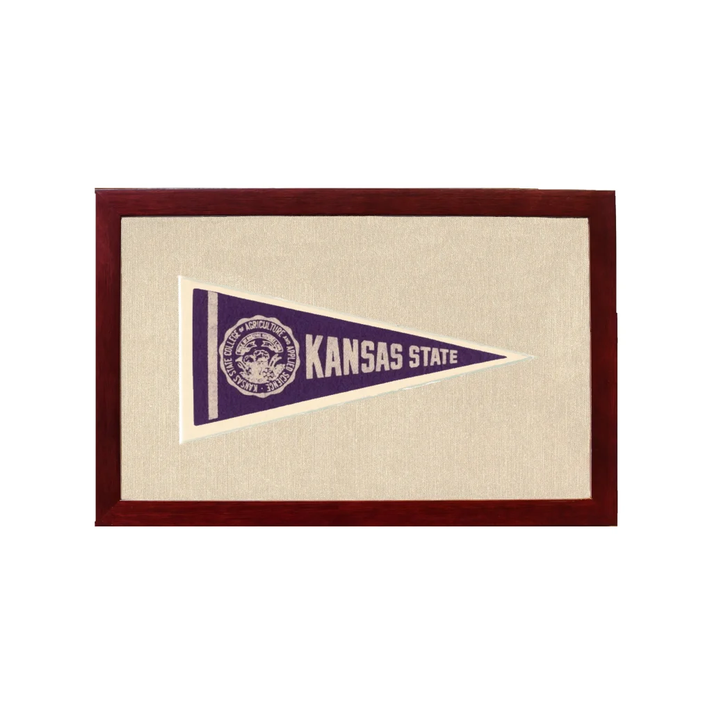 Vintage Kansas State University Pennant | 1950s Wool Felt Pennant Framed Display | vintageantiquesgifts.com