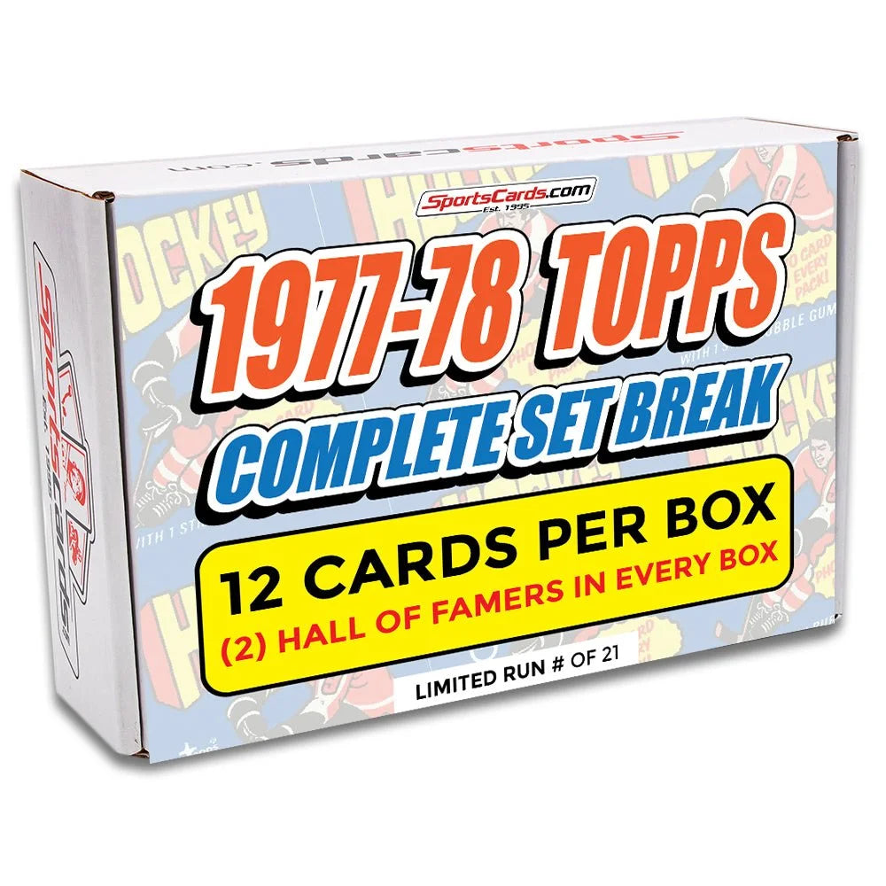 Vintage 1977-78 Topps Hockey Cards box with Ken Dryden, Guy Lafleur, Marcel Dionne
