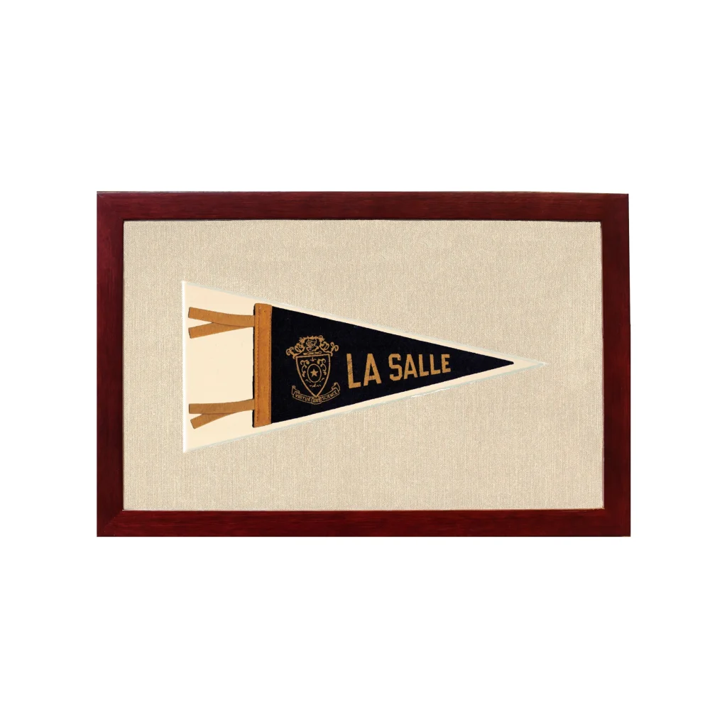 Vintage La Salle Pennant | 1950s Wool Felt Pennant Framed Display | vintageantiquesgifts.com