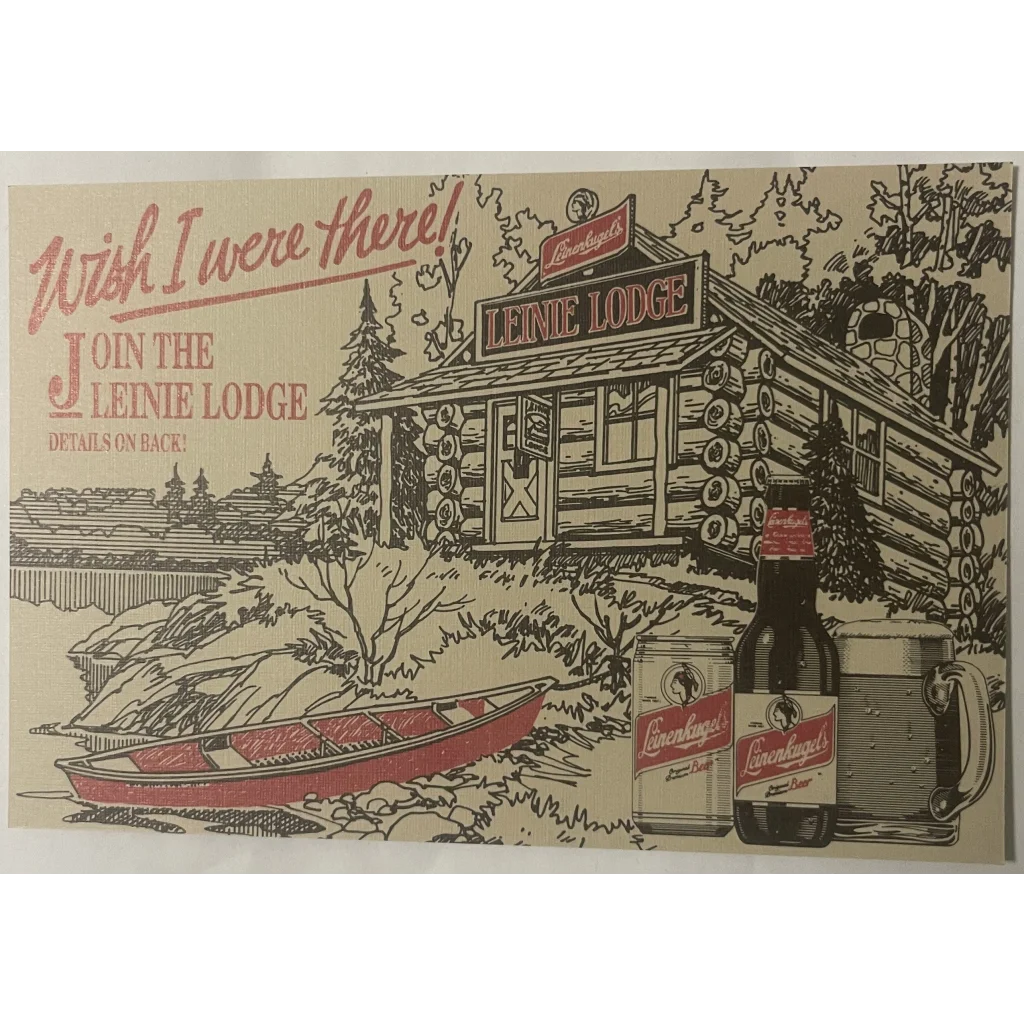 Vintage 🍻 Leinenkugel’s Beer Leinie Lodge Membership Postcard Chippewa Falls WI Advertisements Antique Collectible