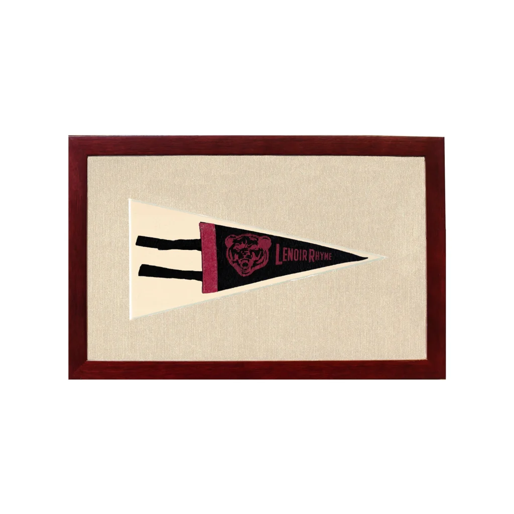Vintage Lenoir Rhyme Pennant | 1950s Wool Felt Pennant Framed Display | vintageantiquesgifts.com