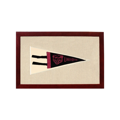 Vintage Lenoir Rhyme Pennant | 1950s Wool Felt Pennant Framed Display | vintageantiquesgifts.com