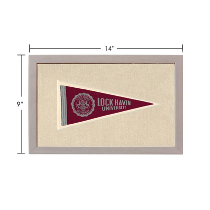 Vintage Lock Haven University pennant in gray frame