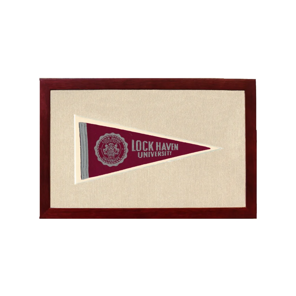 Vintage Lock Haven University Pennant | 1950s Wool Felt Pennant Framed Display | vintageantiquesgifts.com