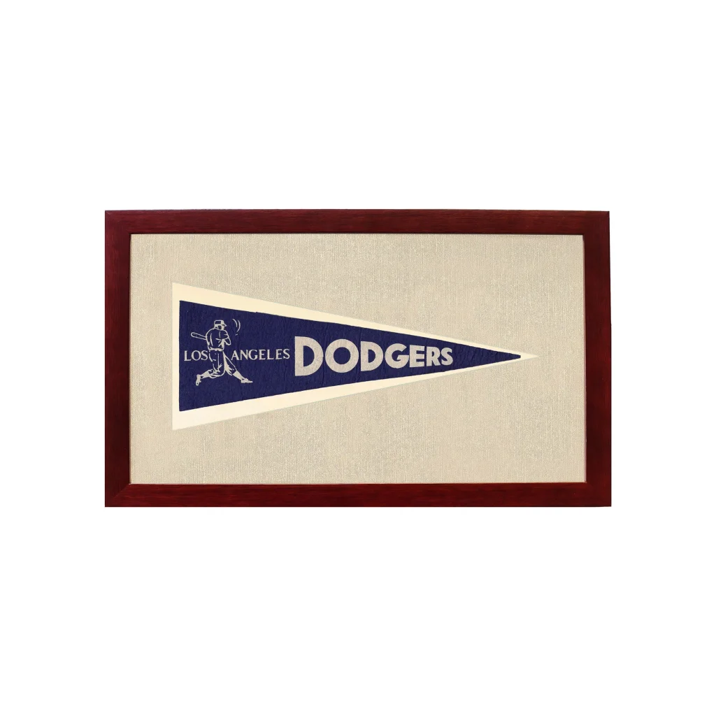 Vintage Los Angeles Dodgers Pennant | 1950s Wool Felt Pennant Framed Display | vintageantiquesgifts.com