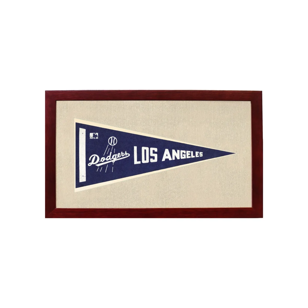 Vintage Los Angeles Dodgers Pennant | 1950s Wool Felt Pennant Framed Display | vintageantiquesgifts.com