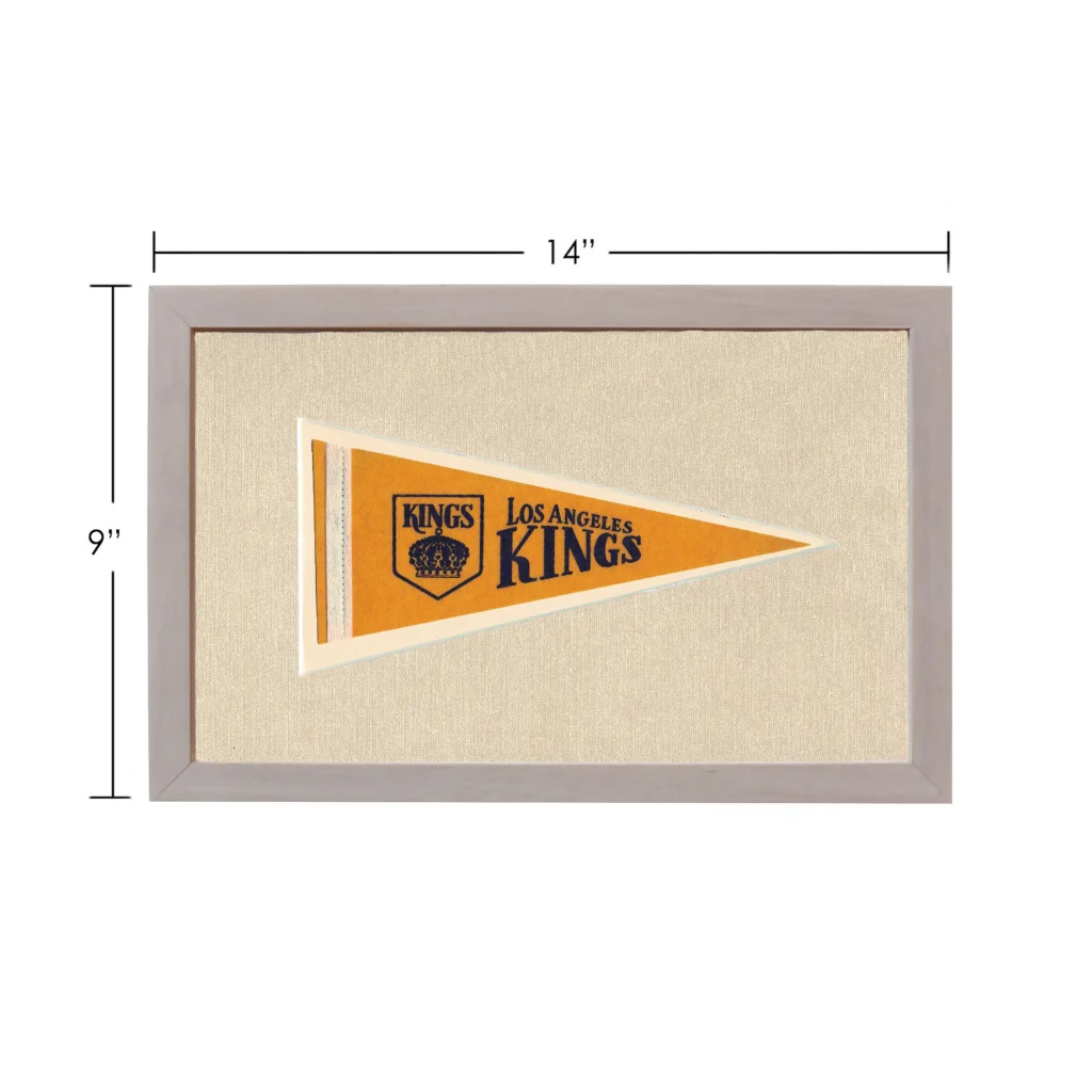 Vintage Los Angeles Kings pennant in gray frame