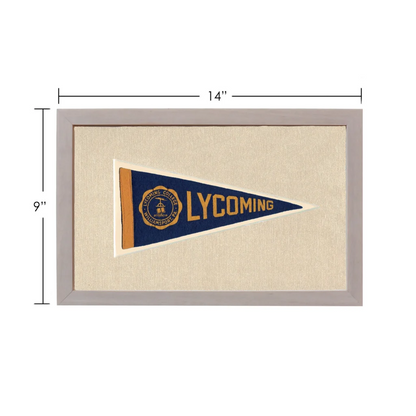 Vintage Lycoming College pennant in navy blue and gold