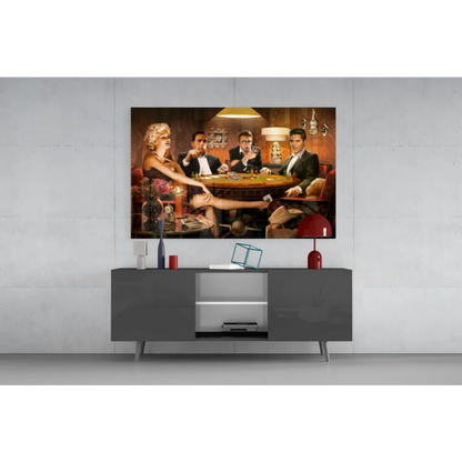 Vintage Marilyn Monroe casino poker wall art with Samsung QLED TV