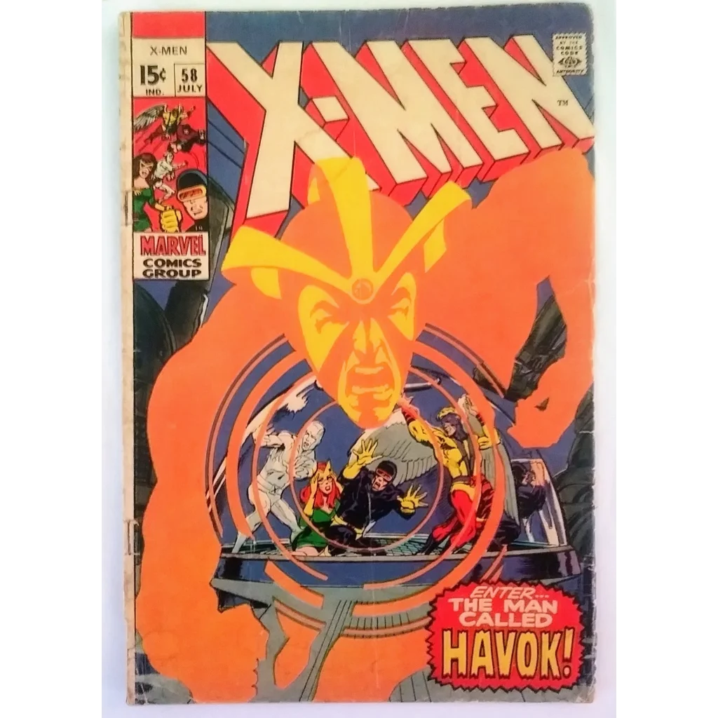 Vintage Marvel Comics X-Men Issue 58 1970s Cover with Havok Debut