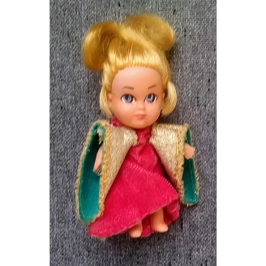 Vintage Liddle Kiddles Doll in pink dress and gold cape