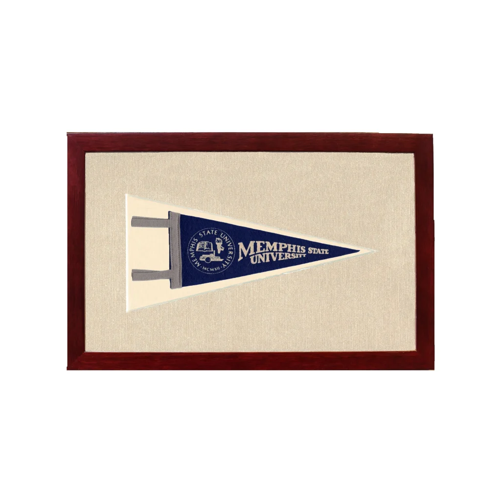 Vintage Memphis State University Pennant | 1950s Wool Felt Pennant Framed Display | vintageantiquesgifts.com
