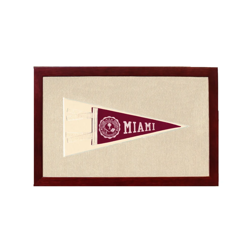 Vintage Miami University Pennant | 1950s Wool Felt Pennant Framed Display | vintageantiquesgifts.com