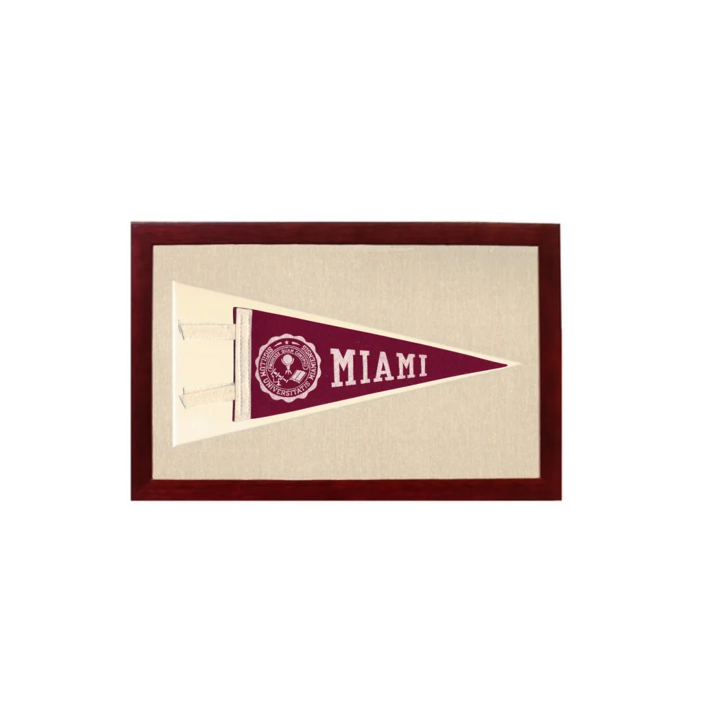 Vintage Miami University Pennant | 1950s Wool Felt Pennant Framed Display | vintageantiquesgifts.com