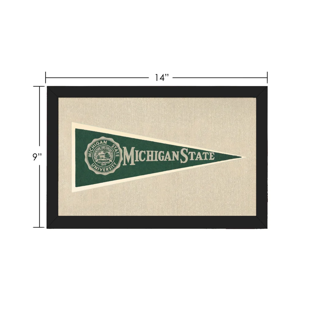 Vintage Michigan State Hormel Pennant | 1950s Wool Felt Pennant Framed Display | vintageantiquesgifts.com