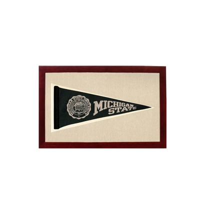 Vintage Michigan State Pennant | 1950s Wool Felt Pennant Framed Display | vintageantiquesgifts.com