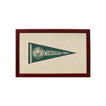 Vintage Michigan State Pennant | 1950s Wool Felt Pennant Framed Display | vintageantiquesgifts.com