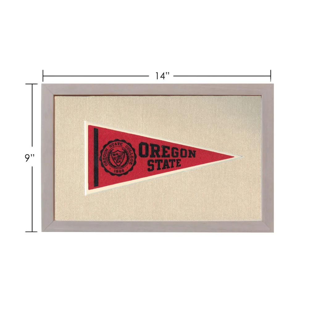 Vintage Oregon State University pennant in gray frame
