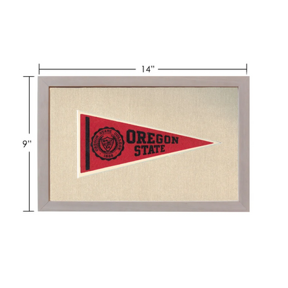 Vintage Oregon State University pennant in gray frame