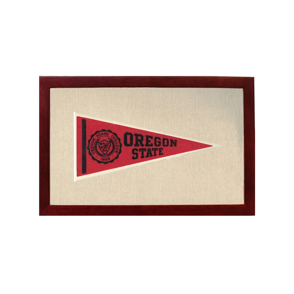 Vintage Michigan State Pennant | 1950s Wool Felt Pennant Framed Display | vintageantiquesgifts.com