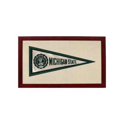 Vintage Michigan State Silk Pennant | 1950s Wool Felt Pennant Framed Display | vintageantiquesgifts.com