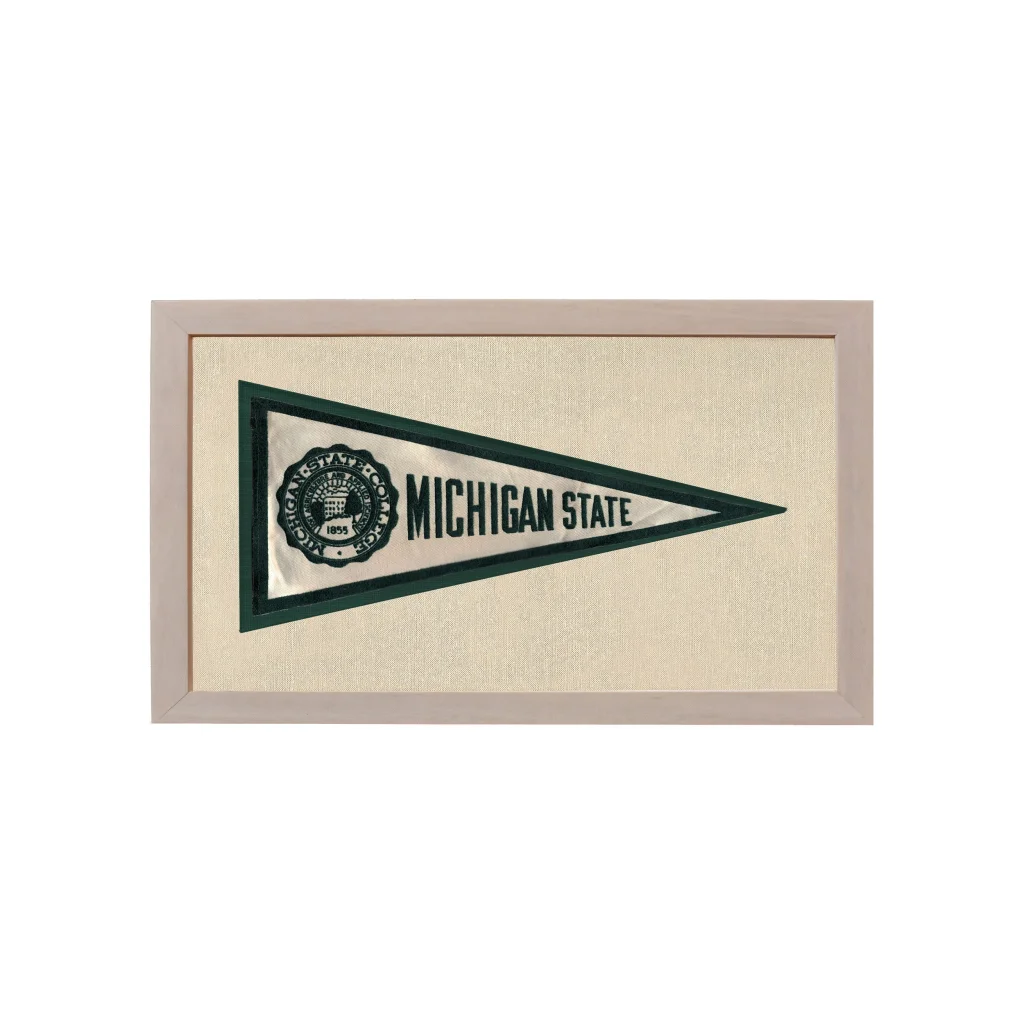 Vintage Michigan State Silk Pennant | Vintage Americana Sports Memorabilia | vintageantiquesgifts.com