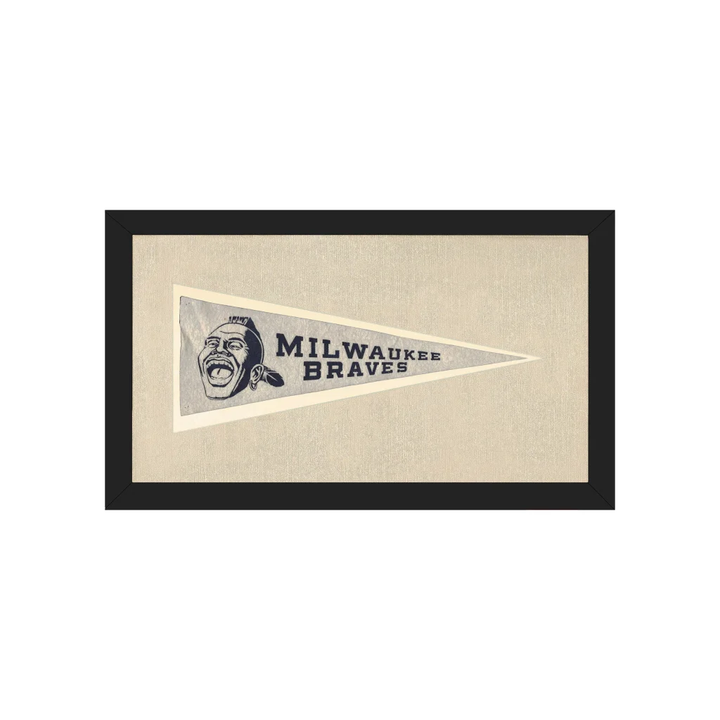 Vintage Milwaukee Braves pennant with Native American mascot
