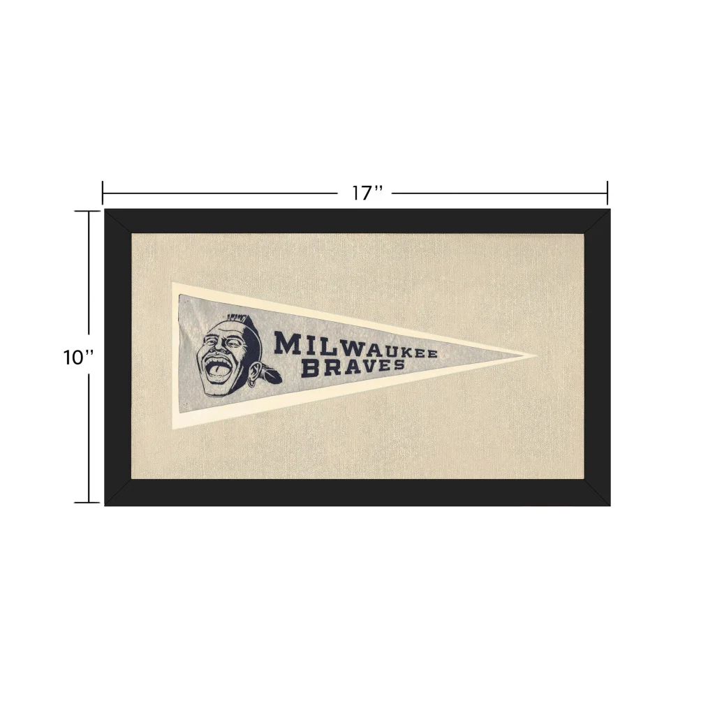 Vintage Milwaukee Braves pennant in black frame