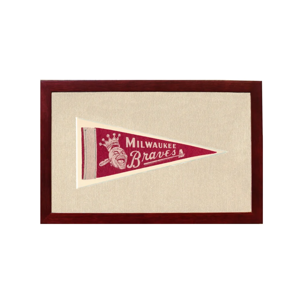 Vintage Milwaukee Braves Pennant | 1950s Wool Felt Pennant Framed Display | vintageantiquesgifts.com