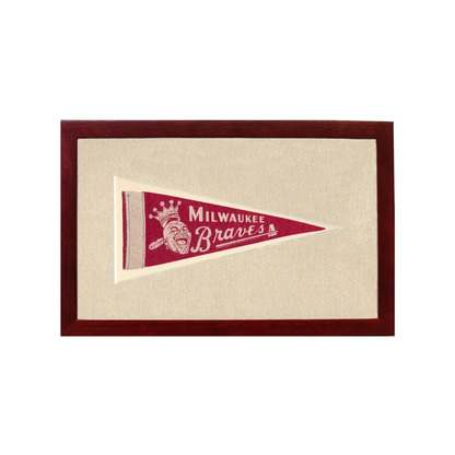 Vintage Milwaukee Braves Pennant | 1950s Wool Felt Pennant Framed Display | vintageantiquesgifts.com