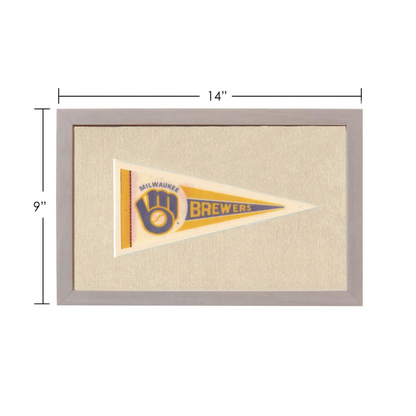 Vintage Milwaukee Brewers pennant in gray frame