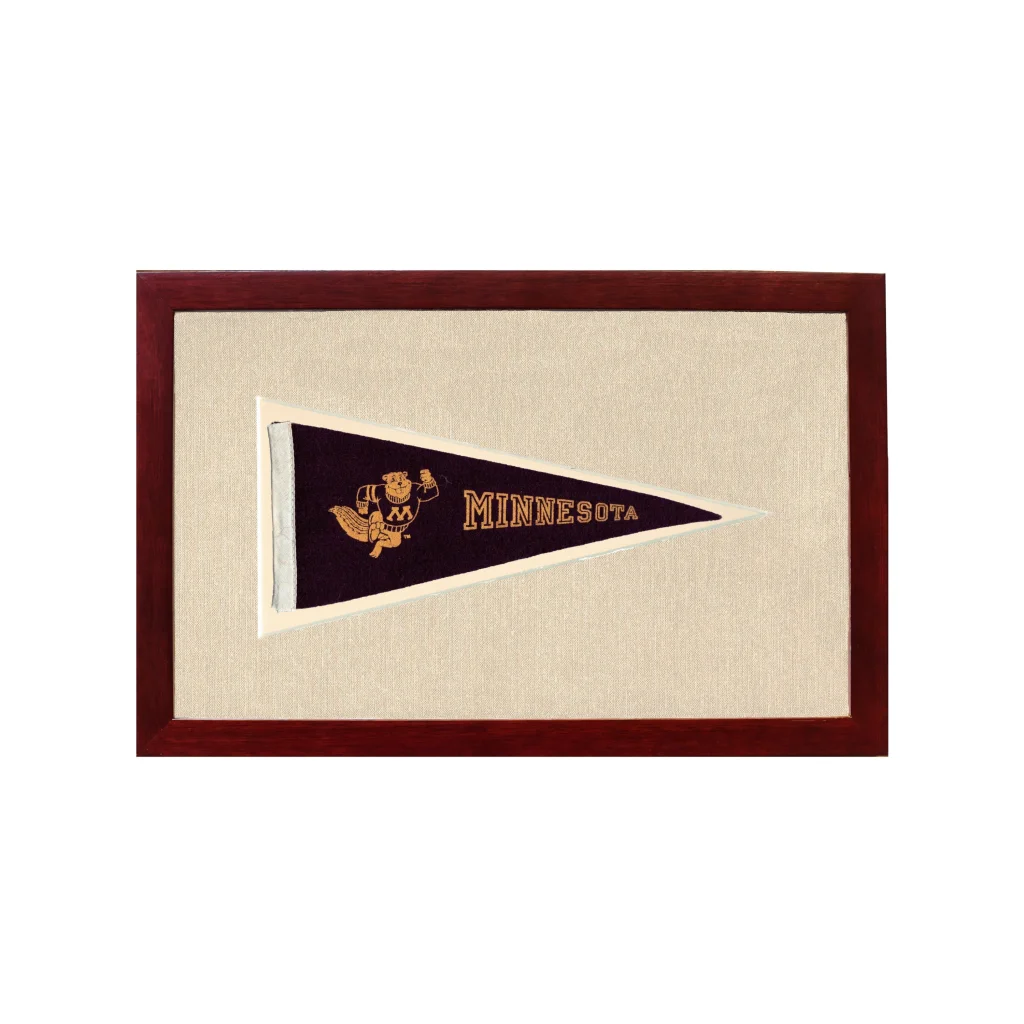 Vintage Minnesota Pennant | 1950s Wool Felt Pennant Framed Display | vintageantiquesgifts.com