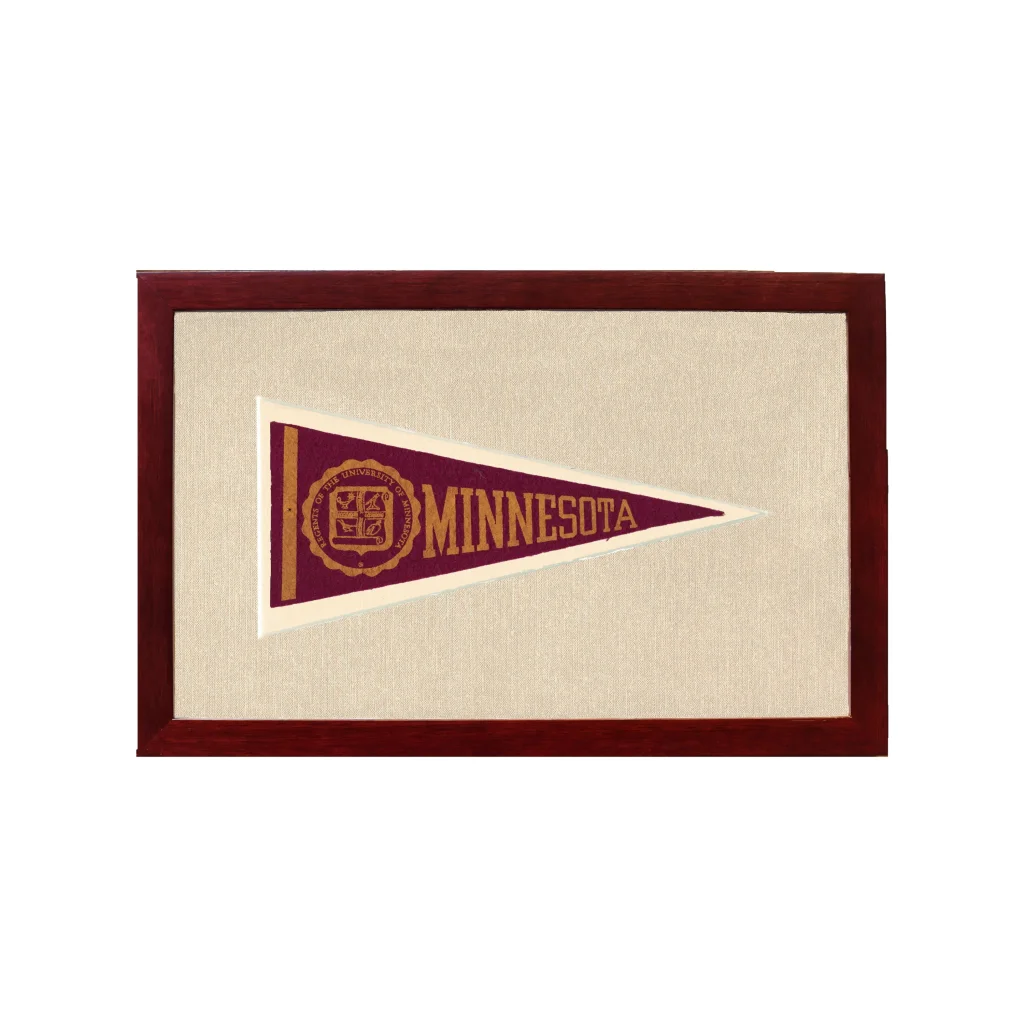 Vintage Minnesota Pennant | 1950s Wool Felt Pennant Framed Display | vintageantiquesgifts.com