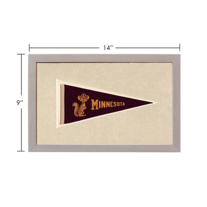Vintage Minnesota Gophers pennant in gray frame