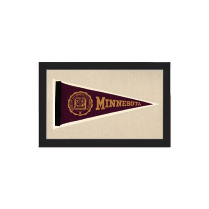 Vintage Minnesota Pennant | 1950s Wool Felt Pennant Framed Display | vintageantiquesgifts.com