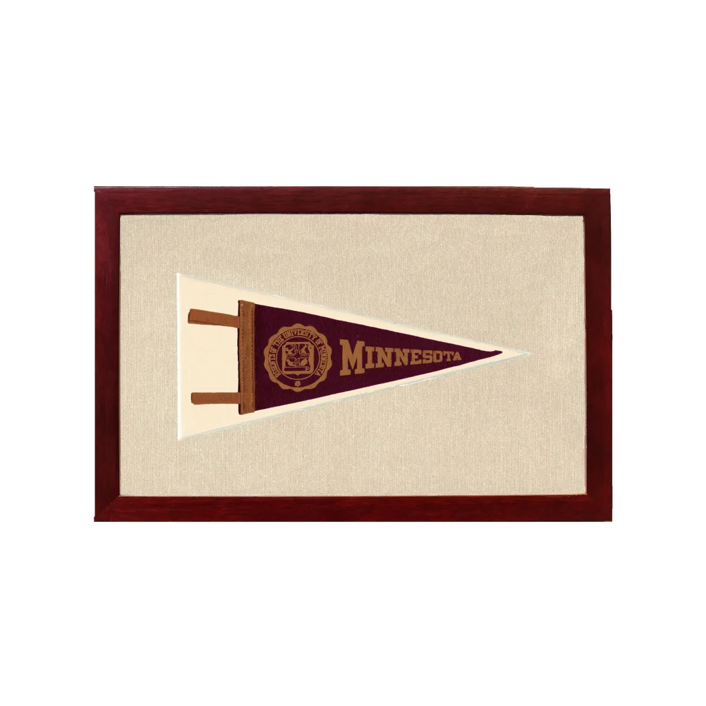 Vintage Minnesota Pennant | 1950s Wool Felt Pennant Framed Display | vintageantiquesgifts.com