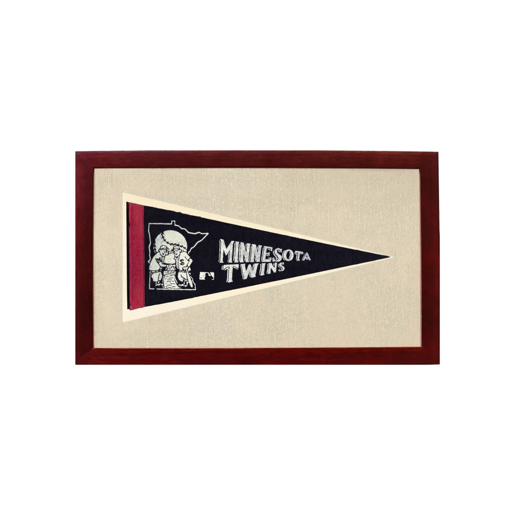 Vintage Minnesota Twins Pennant | 1950s Wool Felt Pennant Framed Display | vintageantiquesgifts.com
