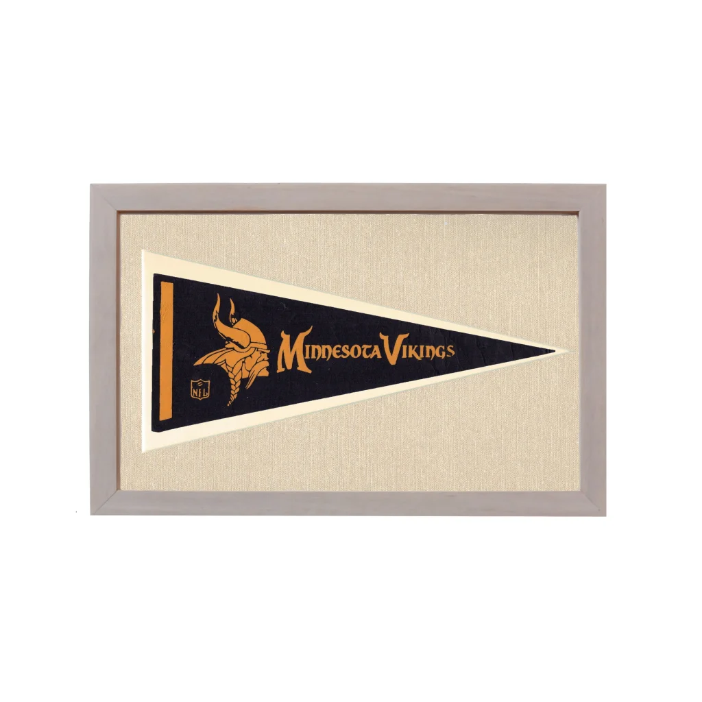 Vintage Minnesota Vikings Pennant | 1950s Wool Felt Pennant Framed Display | vintageantiquesgifts.com