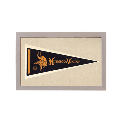 Vintage Minnesota Vikings Pennant | 1950s Wool Felt Pennant Framed Display | vintageantiquesgifts.com