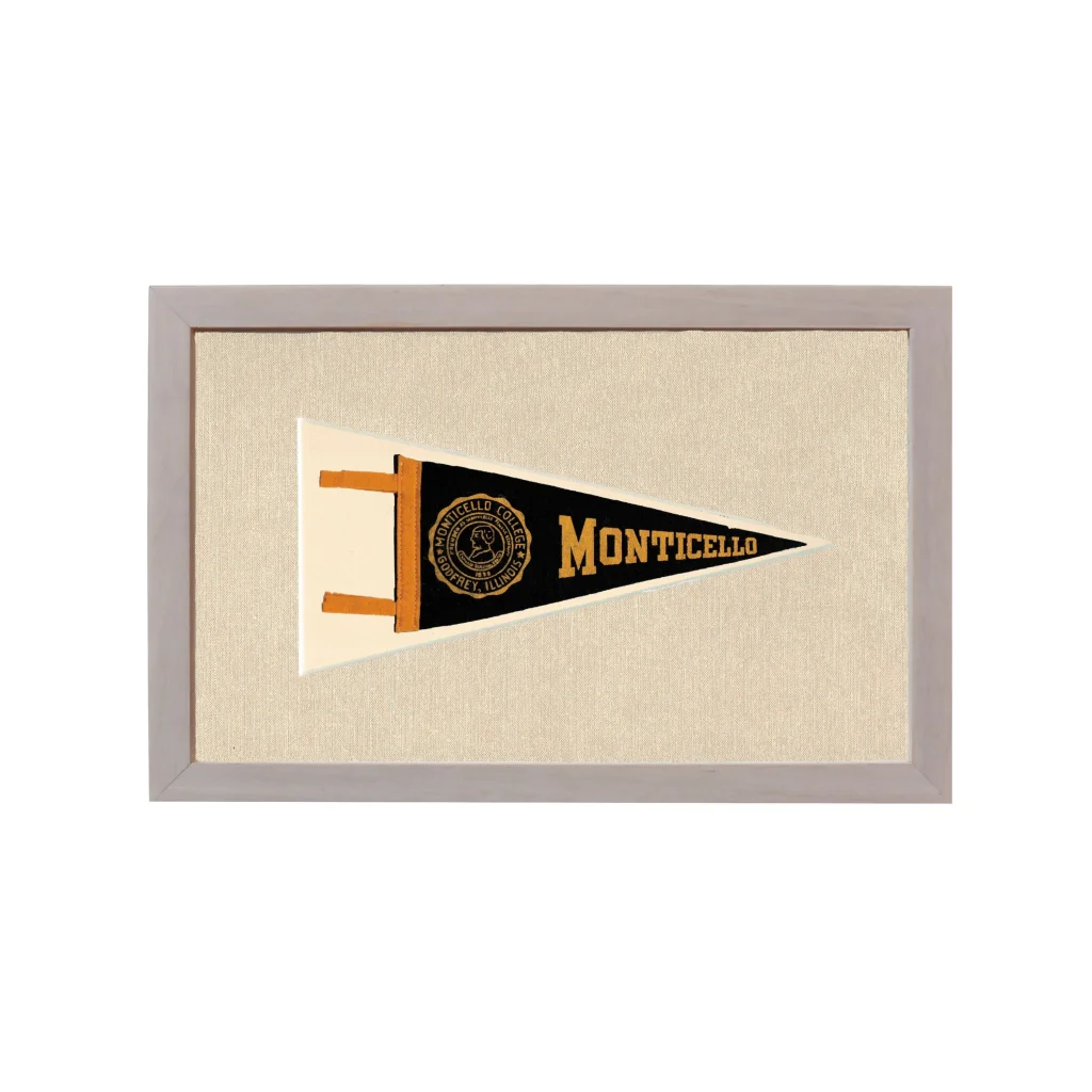 Vintage Monticello College Pennant | Rare Vintage Wool Felt Pennant Flag | vintageantiquesgifts.com