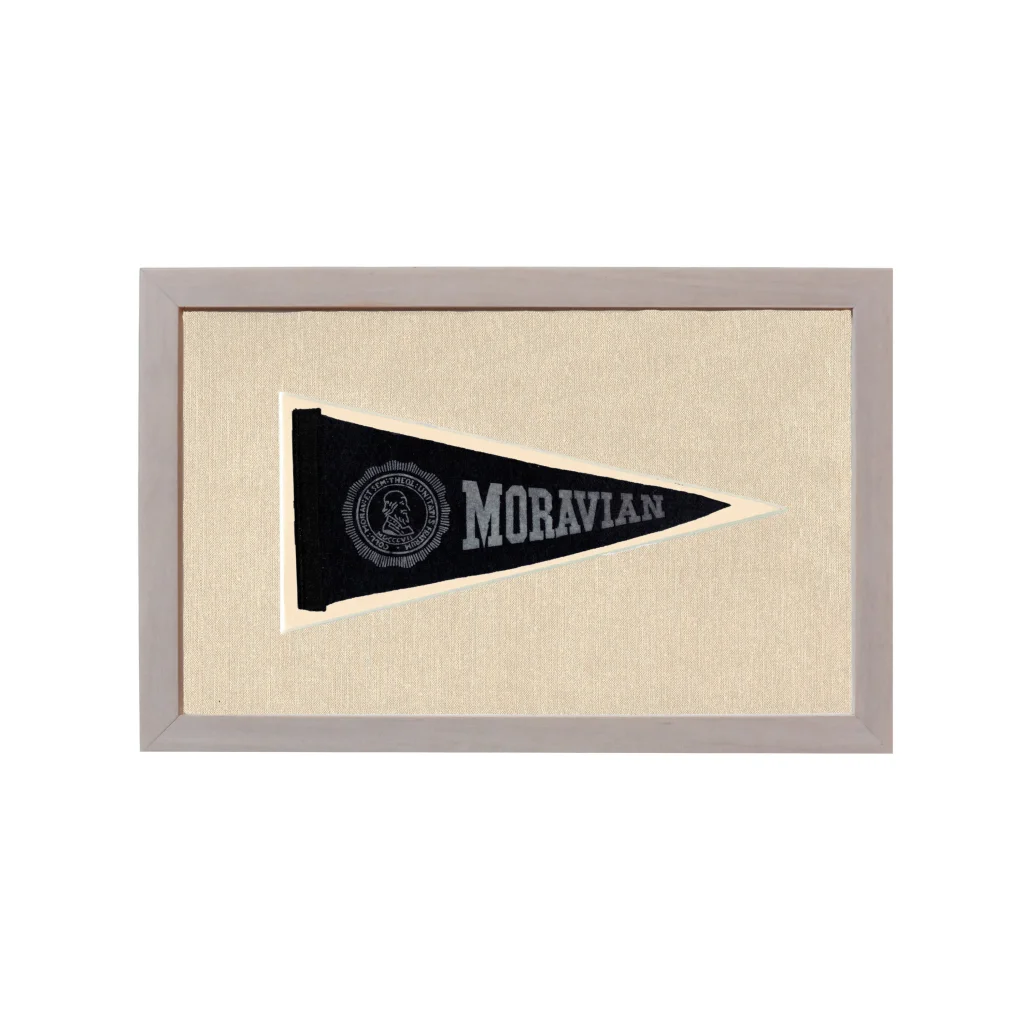 Vintage Moravian University Pennant | Rare Vintage Wool Felt Pennant Flag | vintageantiquesgifts.com