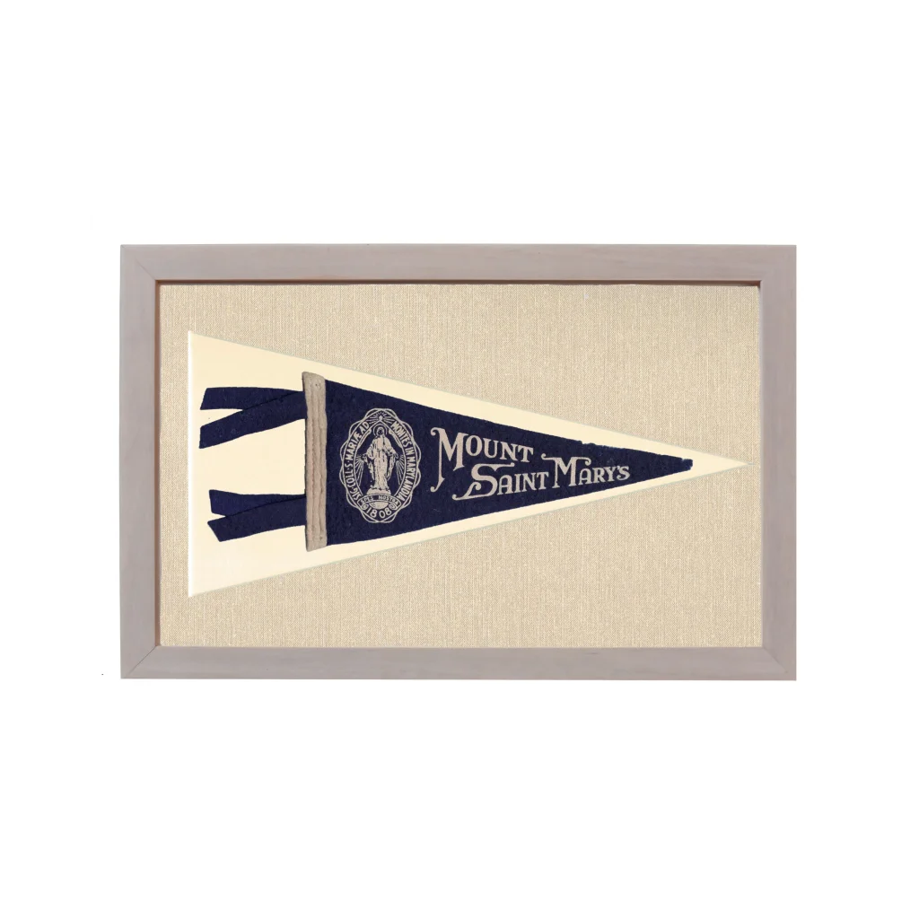Vintage Mount Saint Mary's College Pennant | Rare Vintage Wool Felt Pennant Flag | vintageantiquesgifts.com